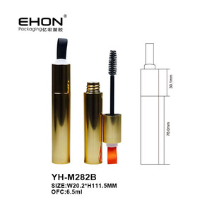 Tube de mascara vide en PETG noir mat avec bouchon décoré d'un ruban, flacon cylindrique en plastique, conteneur cosmétique personnalisé avec logo - Product Image 2