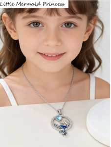Collier sirène, pendentif étoile de mer circulaire creux, bleu marine, cadeau d'anniversaire pour enfants, collier léger, chaîne fine - Product Image 6