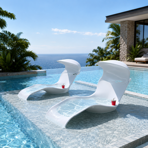 Chaise longue en fibre de verre pour piscine avec coussin, transat de piscine extérieur pour eau peu profonde - Product Image 5