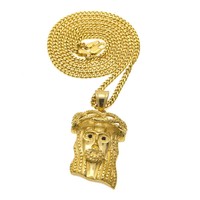 Collar con Colgante de Cruz de Jesús y Ángel, Chapado en Oro, Joyería de Moda, Collar Religioso de Acero Inoxidable para Hombre