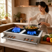 Cuisinière à gaz commerciale à 2 brûleurs, brûleur wok, en acier inoxydable, pour comptoir, cuisinière wok chinoise, équipement de cuisine de restaurant