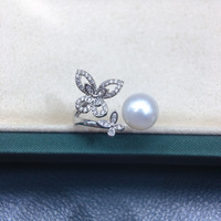 Bague en perle d'eau douce naturelle SHDIYAYUN, design exquis en forme de papillon, ouverture réglable, bijoux en perles, vente en gros