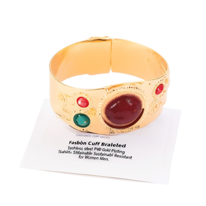 Fashion Cuff Bracelet 316L Stainless Steel PVD Gold Plating Sustainable Resistant Jewelry <b>for</b> Women <b>Men</b> - Product Image 2