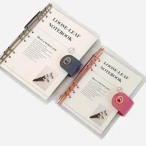 かわいいA5透明PVCカバー6リングバインダーノートブック詰め替え可能なルーズリーフジャーナル日記ノートブック学生用