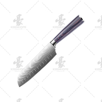 KEENHOPE Lot de 10 couteaux de cuisine damas motif laser 4Cr13 acier inoxydable avec manche en bois violet vente en gros d'usine