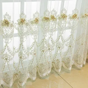Elegante bianco <span class=keywords><strong>francese</strong></span> ricamato Vintage <span class=keywords><strong>tende</strong></span> di <span class=keywords><strong>pizzo</strong></span> a fiori per soggiorno camera da letto vetrata decorazione 1PC - Product Image 4
