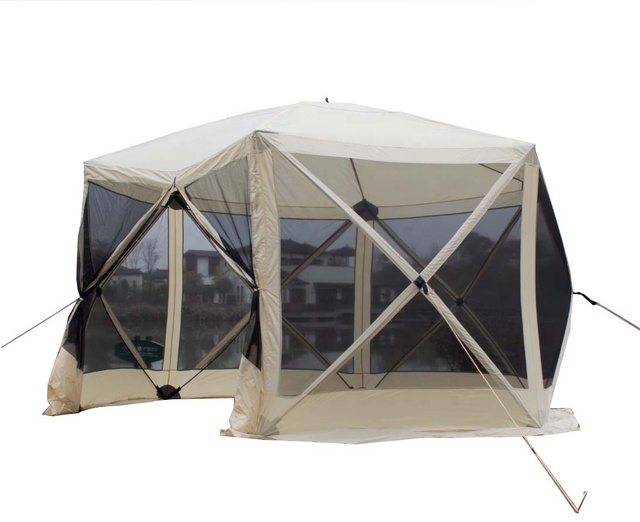 Customized Gazebo Camping Tent Outdoor Pop up Screen House Tent Mesh Screen Room House 6-Sided Hub Durable Screen Tent