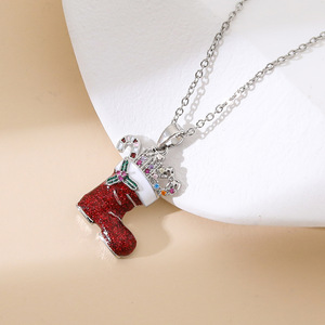 Hongtong B1-357 thép không gỉ món quà giáng sinh cho phụ nữ Zircon tinh tế chất lượng cao Phụ nữ thời trang trang sức mặt dây chuyền vòng cổ - Product Image 3