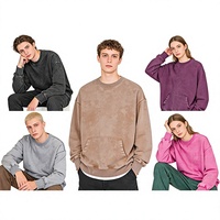 Pull à capuche décontracté pour homme, col rond, en coton, personnalisable avec logo, style tie-dye vieilli, coupe ample, délavé, 360g, collection automne-hiver