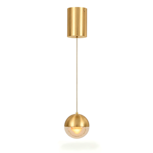 Lámpara Colgante LED Esférica Moderna de Lujo, Globo Acrílico con Acabado Metálico Cepillado, para Dormitorio, Hotel, Villa, OEM, ODM, Ra95 - Product Image 1