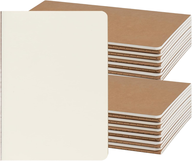 ZCZN 24 Pack A5 Kraft Composition Notebooks 8.15x5.5 Inches Thread Sewn Blank Pages 60 Sheets Gift Bulk School Journal for Kids