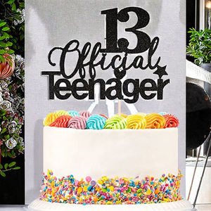 1 adorno de pastel de cumpleaños hecho a mano con purpurina, decoración para celebraciones de aniversario, artículos para fiestas - Product Image 3