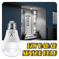 Bombilla LED de inducción de radar de microondas 12W con sensor de movimiento E27 LED 220V iluminación para el hogar