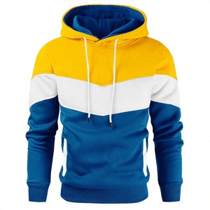 Sudadera con Capucha para Hombre, Diseño Color Block, Corte Regular, Informal, Tejida, Azul, Amarillo, Blanco, Manga Larga, para Otoño - Product Image 1