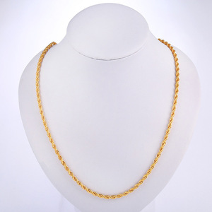 Colar de Corrente Torcida <span class=keywords><strong>4MM</strong></span> Banhado a Ouro 18K, Elo Grosso Unissex para Homens e Mulheres - Lançamento Quente - Product Image 6