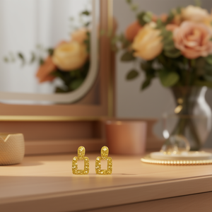 Boucles d'oreilles géométriques plaquées or E4047 pour femmes, bijoux de fête, design tendance, matériau en alliage de zinc - Product Image 2