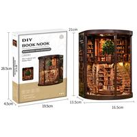 Mini maison de poupée moderne, coin lecture, puzzle 3D en bois contemporain et kit d'assemblage pour adultes, une décoration élégante