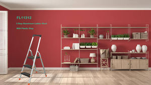 Escalera de Aluminio Plegable de 3 Peldaños <span class=keywords><strong>para</strong></span> Interiores con Pasamanos - Diseño Moderno <span class=keywords><strong>para</strong></span> Uso Doméstico y en Apartamentos - Product Image 4