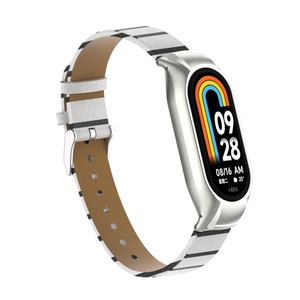 Bracelet en cuir souple universel BEEFLYPOWER Sports Personality avec coque métallique assortie pour Xiao <span class=keywords><strong>Mi</strong></span> <span class=keywords><strong>Band</strong></span> 8/8 NFC - Product Image 3