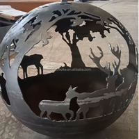 Brasero extérieur moderne en acier Corten, découpe laser, revêtement en poudre sans fumée, finition rouille rouge artistique