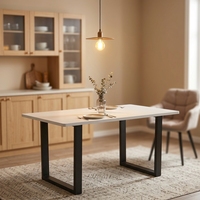 Table de salle à manger contemporaine de luxe minimaliste, table console rectangulaire, table de salle à manger en marbre blanc avec pieds en métal noir