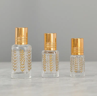 Top Grade 3ml 6ml 12ml vide doré octogonal huile essentielle rouleau bouteille feuille-motif verre rouleau sur bouteille de parfum