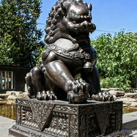 Grande sculpture de lion chinois en bronze et laiton pour extérieur, taille réelle, décoration de jardin et de maison avec impression offset, grande statue de lion à vendre