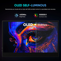 Monitor OLED portátil 4K de 13,3 pulgadas, Monitor pequeño para juegos, Monitor portátil de pantalla UHD Color1ms de 10 bits de 100% y para ordenador portátil