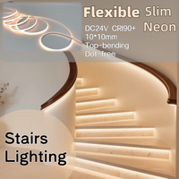 Bande LED d'extérieur IP67 10*10mm DC24V Néon flexible à pliage supérieur 1800K-6500K Longueur personnalisée Coupable à volonté pour Façade de bâtiment/Escalier