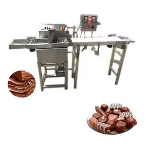 New Mini Automatic Chocolate Covering Machine Small Chocolate Enrobing Line with Cooling Tunnel for Nut Coating