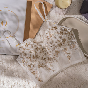 Sujetador de lencería con bordado Floral Grace para mujer, Sexy corta Camiseta sin mangas de cintura, conjunto de lencería y bragas sexis sin costuras 0007 - Product Image 4
