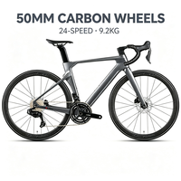 Vélo de route entièrement en carbone 700C 2x12 vitesses 24 changements électroniques sans fil Roues en carbone de 50 mm Vélo de course de 9,2 kg
