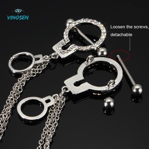 Cadenas de <span class=keywords><strong>pecho</strong></span> estilo grillete, lujosas y urbanas, con incrustaciones de cristales brillantes, de metal sólido, unisex, para streetwear, adornos corporales. - Product Image 2