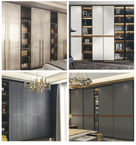 <b>Light</b> Luxury <b>LED</b> T5 Cabinet Square Pattern Aluminum Alloy <b>Profiles</b> Door Window Hinged Glass Wardrobe Anodized Finish ROHS - Product Image 3