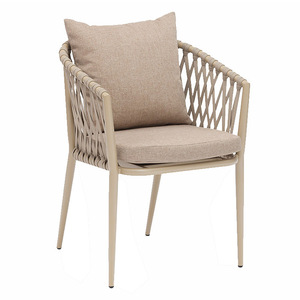 Chaise d'extérieur en rotin avec structure en aluminium, ensemble de jardin contemporain, résistant aux intempéries, mobilier monoplace - Product Image 1