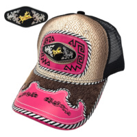 Gorra de béisbol unisex con logo 3D de metal estilo occidental, estampada en serigrafía, de mezclilla, lona, jersey y malla, a la moda para exteriores.
