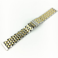 Bracelet de montre en acier inoxydable massif à extrémités droites avec 7 maillons, prix d'usine, logo personnalisé, 20 mm, 22 mm, bracelet de montre 18, 20, 22 mm