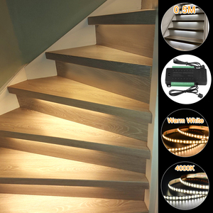 <strong>LED</strong> Stair COB <strong>Light</strong> <strong>Strip</strong> With Black PIR <strong>Motion</strong> <strong>Sensor</strong> Stair Lighting Controller Plug and Play for 0.5M 1M 16 Steps Staircase - Product Image 3
