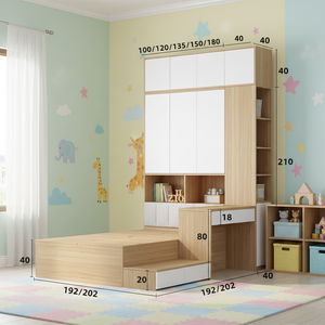 Изготовленная на заказ регулируемая современная минималистичная кровать-татами «все в одном» с расширяемым шкафом и книжной полкой для небольших помещений - Product Image 5