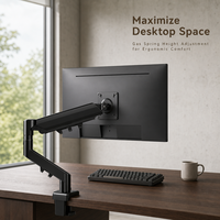 Nouveau support d'écran inclinable et pivotant à 360°, réglable, ergonomique, hauteur réglable de 300 mm, capacité de 2 à 10 kg, compatible VESA 100x100, en métal noir, avec câble
