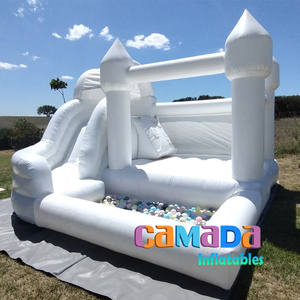 Trắng nhà bị trả lại Inflatable đám cưới màu trắng bouncy lâu đài bên thuê nhà bouncy với Slide - Product Image 6