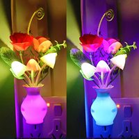 Lampe LED Économie d'Énergie à Détecteur Crépusculaire Automatique 0.5W, Veilleuse Champignon Rose Rustique à Couleurs Changeantes pour Chambre à Coucher, en ABS