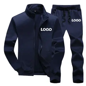 Venta al por mayor de ropa deportiva de manga larga con cremallera para hombre con logotipo personalizado, chándal para hombre, traje para hombre, ropa de entrenamiento para correr de tendencia para hombre