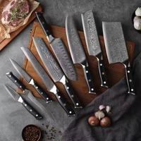 Cuchillo Nakiri Profesional de Acero Damasco de 8 Pulgadas (7 Pulgadas), Mango Ergonómico G10, Espiga Completa, Afilado Extremo, HRC60, Ideal para Restaurantes