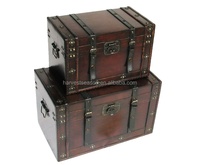 Style Antique Décoration de La Maison Europe Pin Bois Contreplaqué Pirate Coffre Au Trésor Vintage En Bois Bijoux Boîte De Rangement