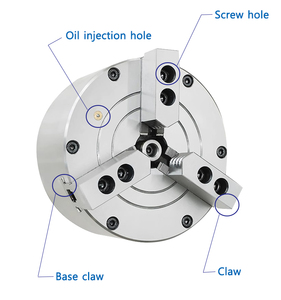<span class=keywords><strong>Mandrin</strong></span> pneumatique solide à trois griffes de 110 mm (<span class=keywords><strong>4</strong></span> pouces), disponible en tailles de 5, 6 et 8 pouces, pour utilisation sur tour CNC et personnalisable. - Product Image 1