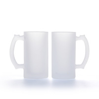 Mug à bière en verre givré de 16 oz avec poignée, personnalisable par sublimation, pour la publicité et la promotion, vente en gros