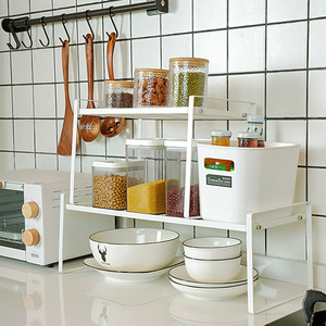 Support de rangement de cuisine en fer Stay Well, 3 niveaux, organisateur d'épices de comptoir empilable avec couches amovibles pour bouteilles de condiments - Product Image 1