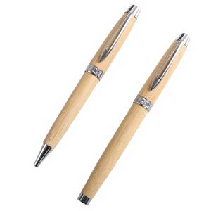 Ensemble de stylos à bille en bambou en gros, pointe de 0,5 mm, encre noire, emballage en boîte cadeau, stylo publicitaire promotionnel - Product Image 1