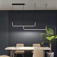 Lustre de restaurant en alliage de zinc, simple, long, pour salle à manger, style nordique moderne minimaliste, doré, LED, pour table de salle à manger, comptoir de bar